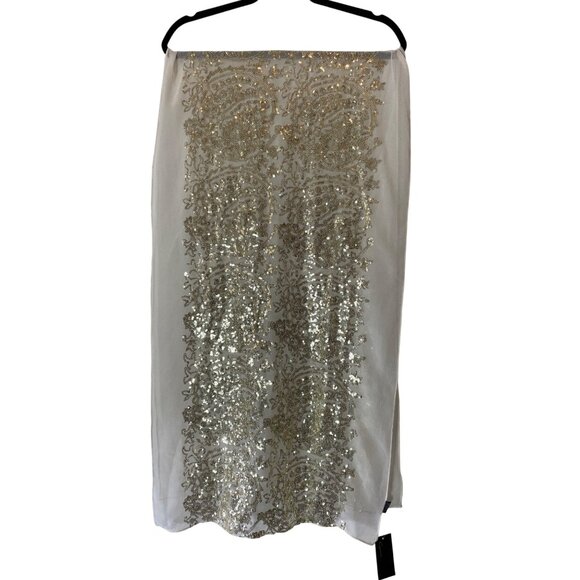 Cejon Ivory & Gold Sequined Sheer Wrap Scarf - Picture 1 of 7